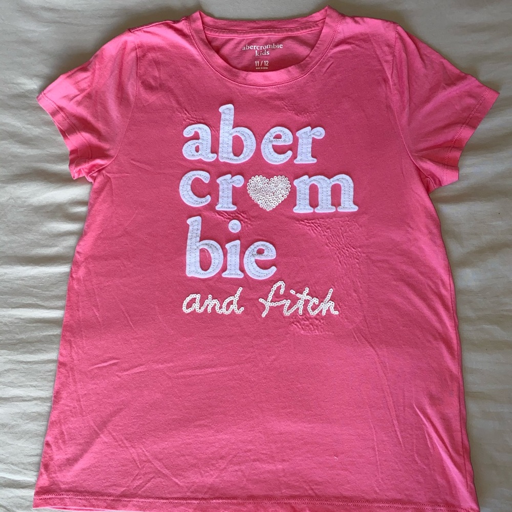 Abercrombie kids pink shirt with logo on it!!!